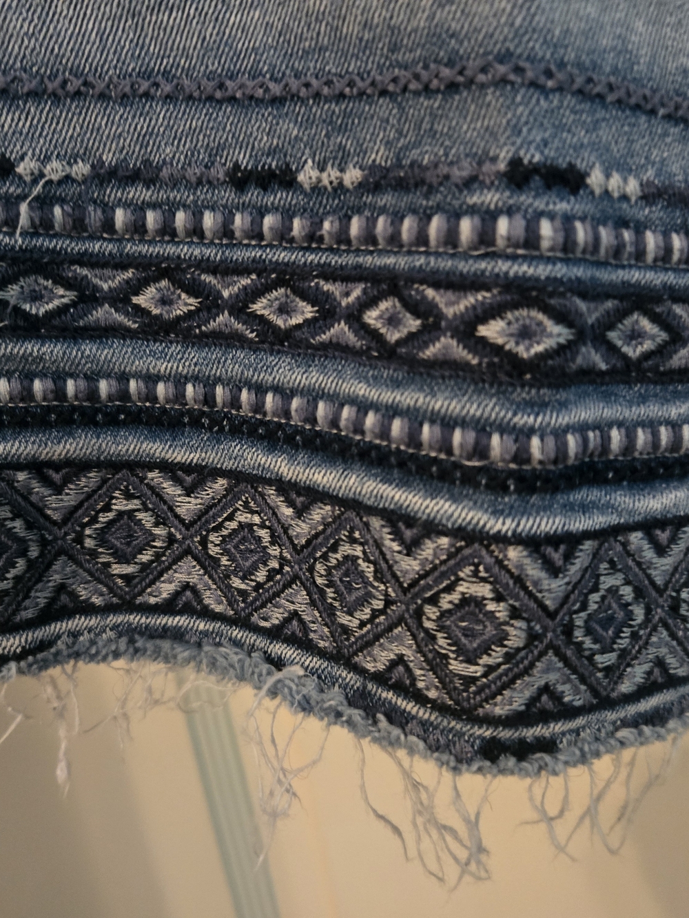 DRIFTWOOD Light Blue Cropped Embroidered Hem Jeans - Picture 4 of 5